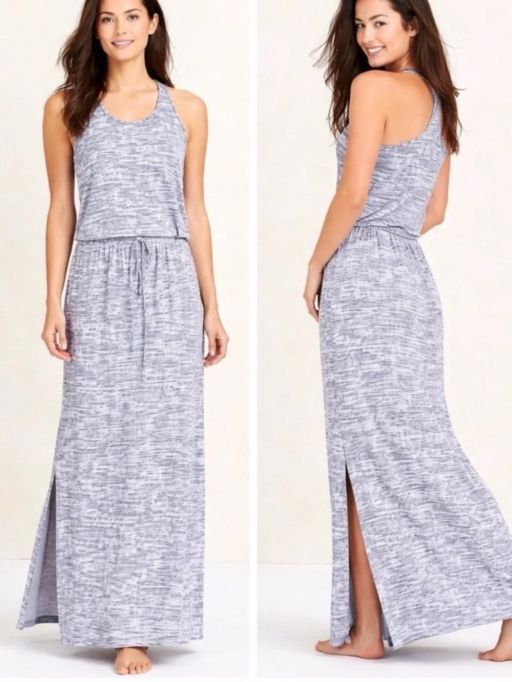 Athleta Heathered Gray Racerback Maxi Dress, L, EUC